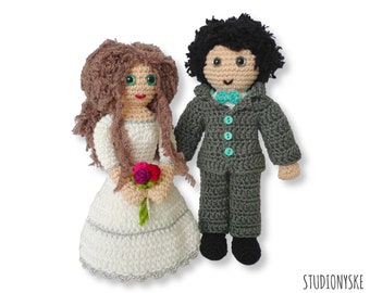 Wedding couple crochet pattern bride and groom amigurumi dolls bridal gift download PDF