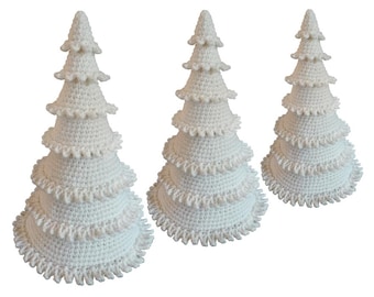 Christmas tree white, large amigurumi PATTERN, country style holiday decoration, cozy home crochet