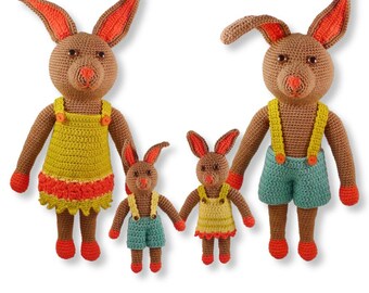 Crochet PATTERN doll Rabbit Bunny 'FAMILY' amigurumi toy pdf