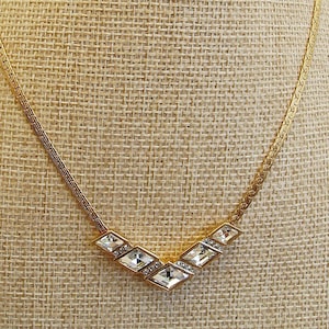 Vintage Attwood & Sawyer 22ct Gold Plated Crystal Collarette Necklace
