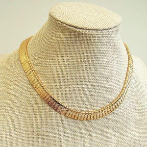 Vintage Cleopatra Style Goldtone Textured Articulated Collar Necklace 1960s 1970s