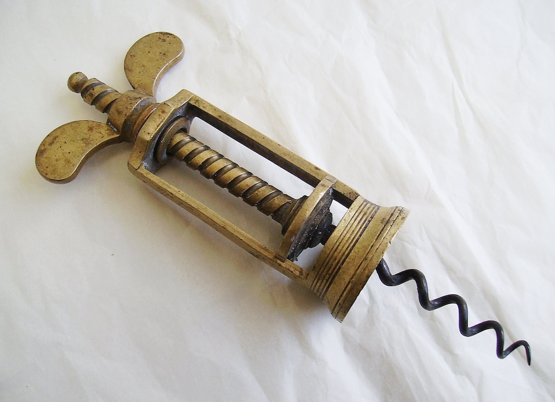 Antique English Corkscrew Farrow and Jackson Brass Wingnut Type Open