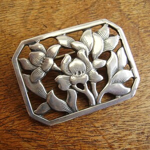 Vintage Danish 830S Silver Orchid Brooch by Eiler & Marloe Mid Century 1940s 1950s