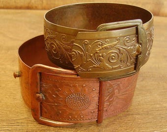 Vintage Mexico Thin Belt Buckle Bangle Bracelet 925 Sterling