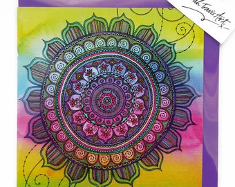 Tarjeta de saludos Tie Dye Mandala