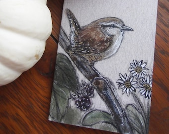 A6 Wren and Bramble Notebook - Wildlife Illustration - British Wildlife - Notebook - Bird Notebook