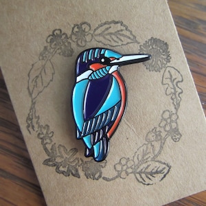 Soft Enamel Kingfisher Pin Badge - Wildlife Illustration - British Wildlife - Soft Enamel - Pins