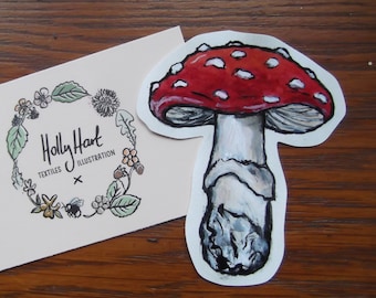 Fly Agaric Toadstool Mushroom Vinyl Sticker - Wildlife Illustration - British Wildlife - Stickers - Mushrooms - Toadstool