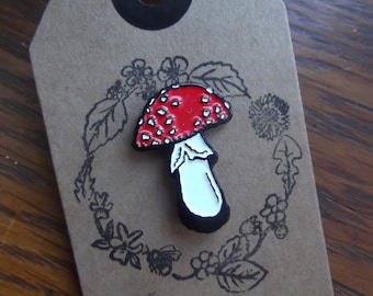 Toadstool Soft Enamel Pin - Wildlife Illustration - British Wildlife - Soft Enamel - Pins