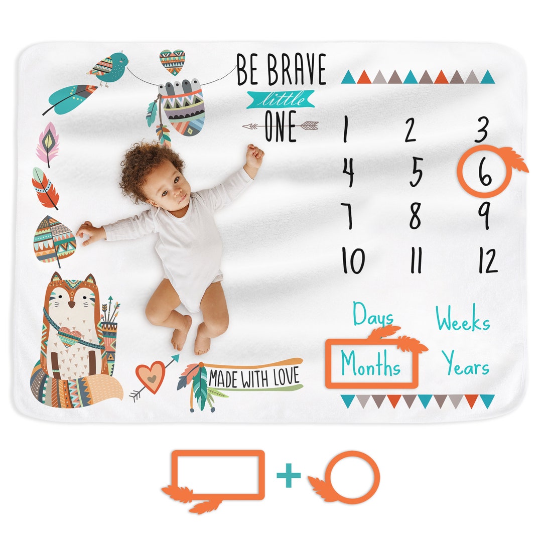 Baby Milestone Blanket Monthly Milestone Blanket for Newborn Boy or