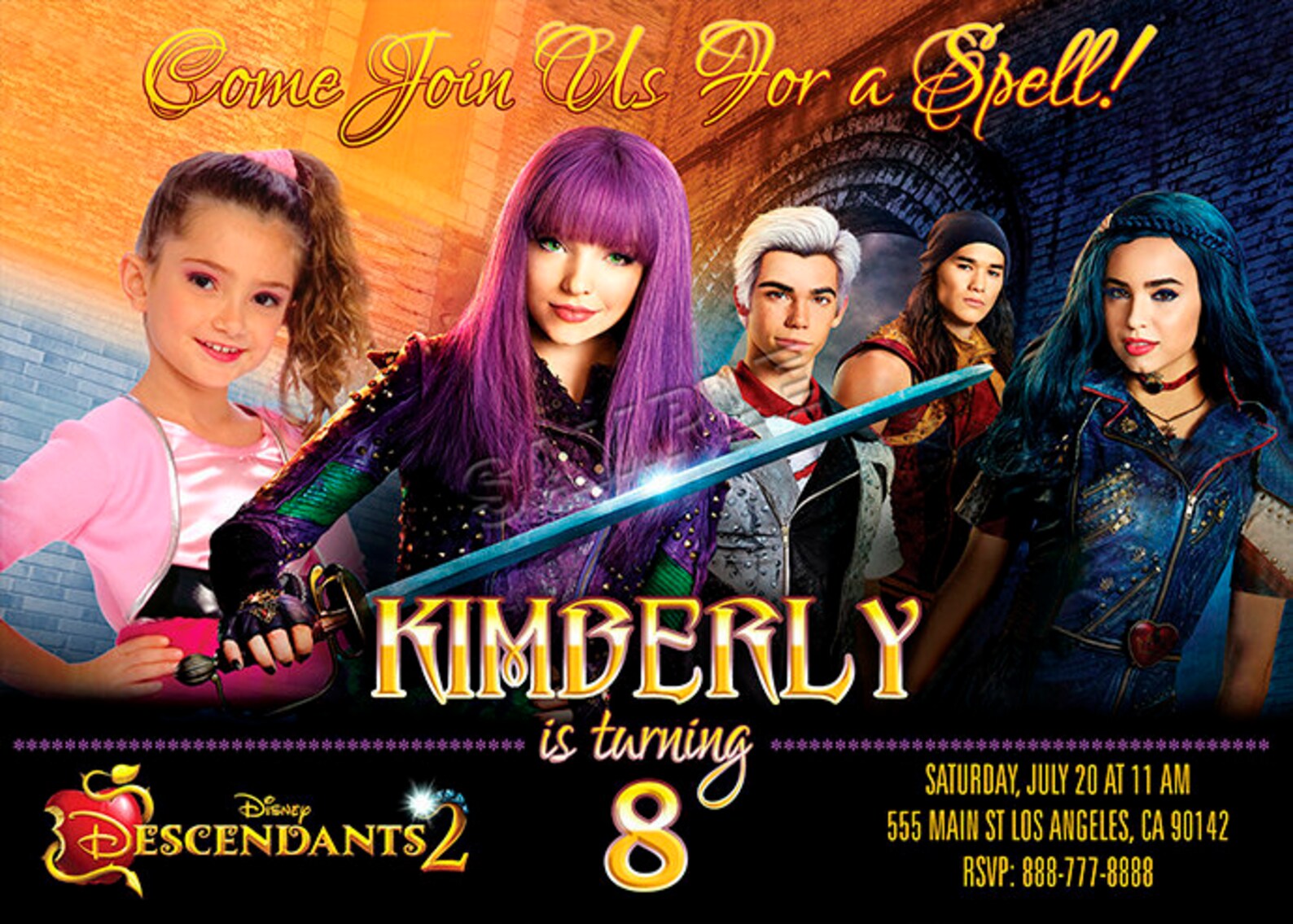 Descendants 2 Invitation Descendants Birthday Invitation | Etsy