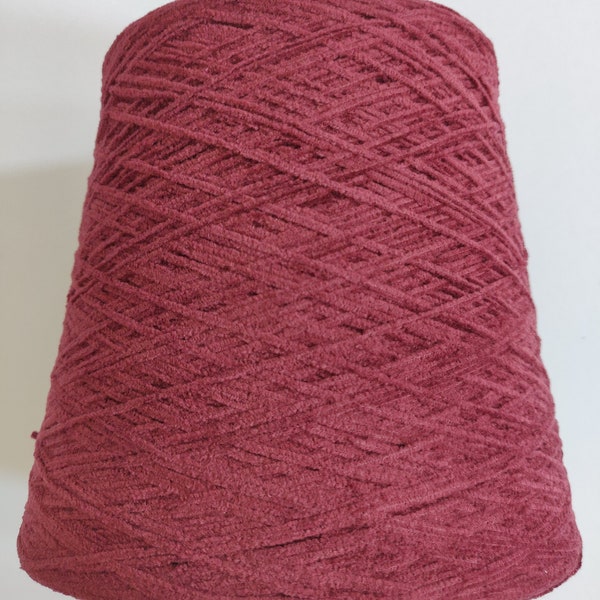 Yarn, Cotton Chenille 860g Cone/Pack Burgundy dark red, soft and textured. Deadstock