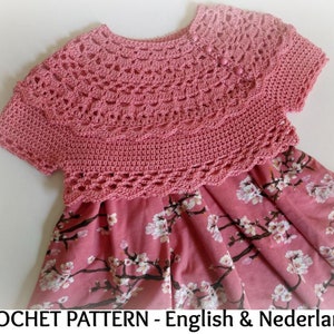 English + Dutch Crochet Bodice / Bolero Sakura Sizes 0 months - 4 years  US Terms