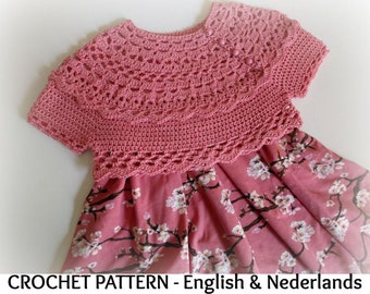 English + Dutch Crochet Bodice / Bolero Sakura Sizes 0 months - 4 years  US Terms