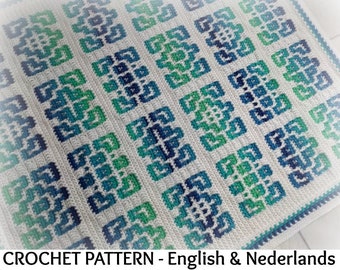 English + Dutch Crochet Pattern Baby & Toddler Blanket / Throw  "Islay""