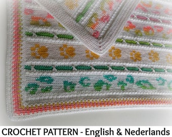 English + Dutch Crochet Pattern Baby & Toddler Blanket / Throw  "Going Wild"