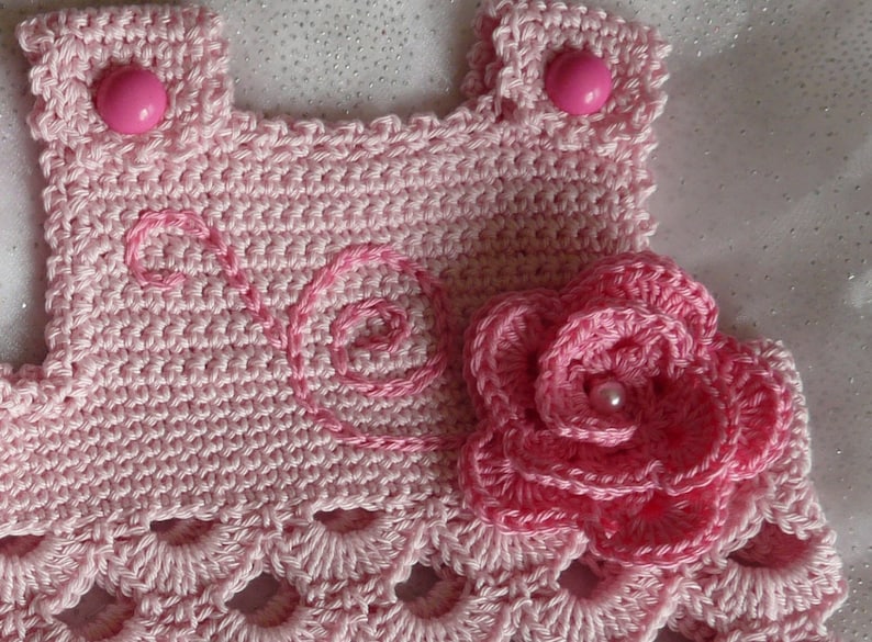 Dutch Crochet Patterns Baby Set Pink Rose Beanie 0-18 months 2 English Dress