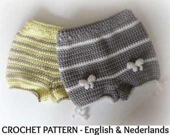 English + Dutch Crochet Pattern 2 Trendy Baby & Toddler Pants / Diaper Covers / Bloomers 0-24 months