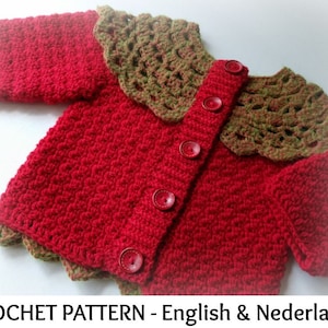 Patrón de Ganchillo Inglés + Holandés Cardigan Bebé / Niño Yuana 0 meses a 3 años