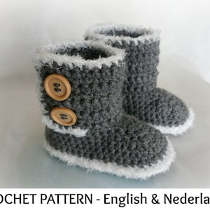Englisch + Niederländisch Häkelanleitung Baby-Ugg-Stiefel 6 - 24 Monate