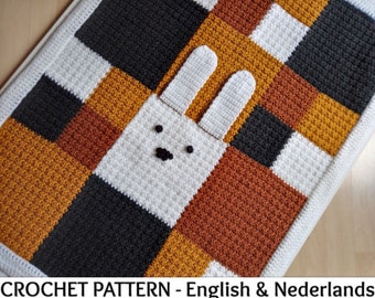 English + Dutch Crochet Pattern Baby / Toddler Blanket Peek-a-Boo Flappy