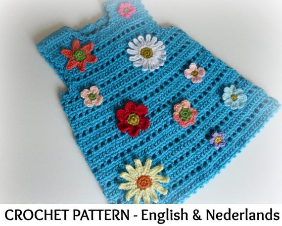 Engels Nederlands Haakpatroon Baby Zomer Jurkje Flower Power 0 36 maanden Etsy Nederland