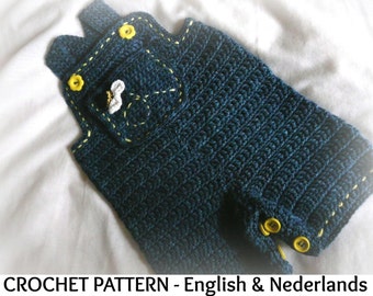 English + Dutch Crochet Pattern Baby Pants / Jumpsuit / Dungaree 0-12 months