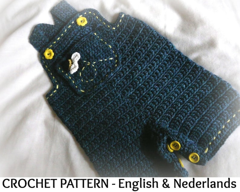 engels nederlands haakpatroon baby tuinbroek denim 0 12 | etsy