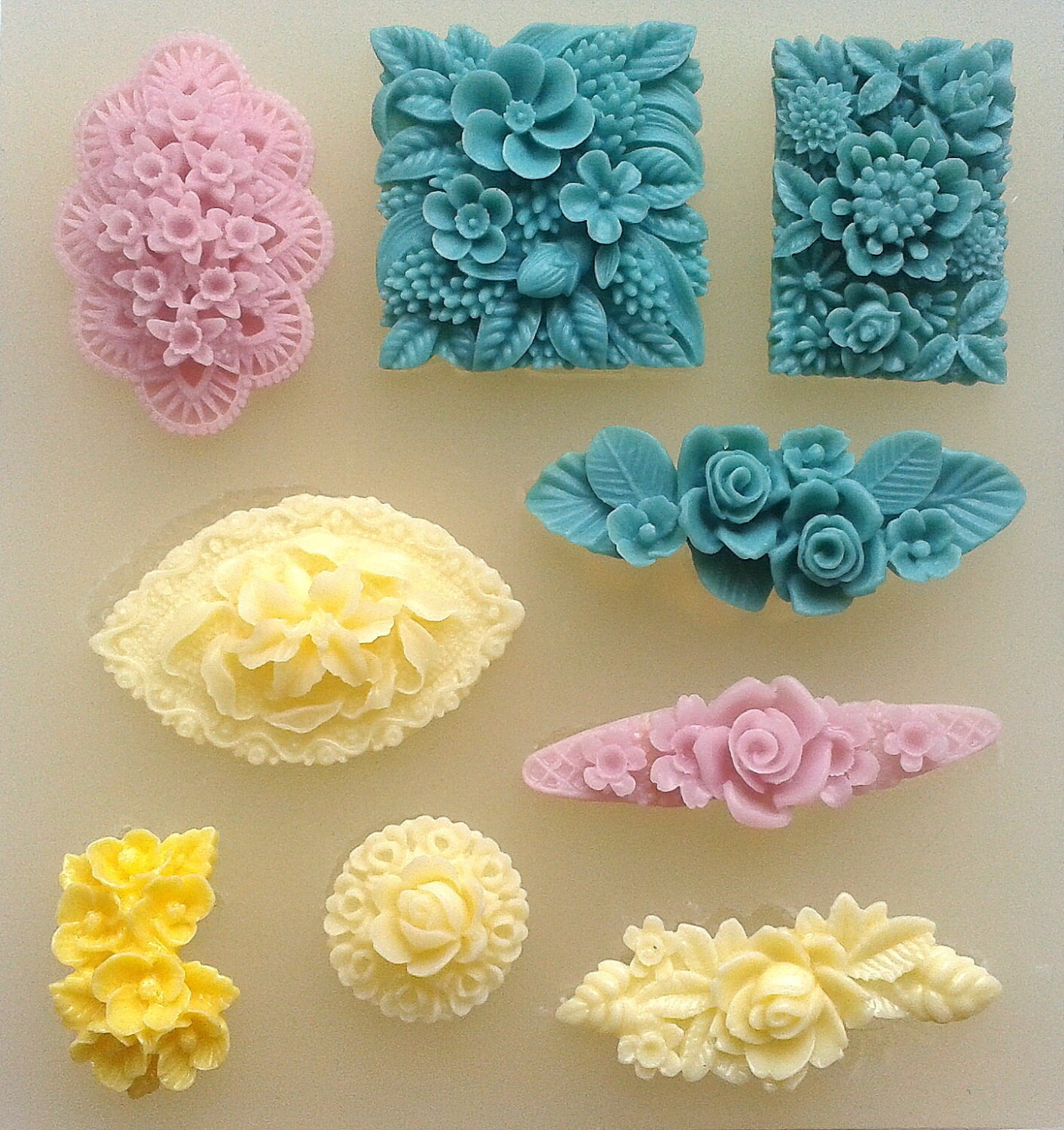 FLORAL SILICONE MOLD Set of 9 Polymer Clay Fimo Flower Resin Etsy