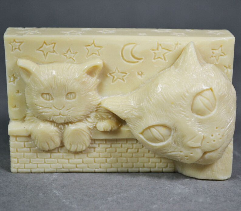 CAT SILICONE MOLD Soap Plaster Clay Wax Resin Mould Kitty 5oz Etsy