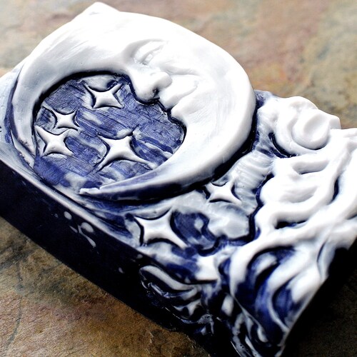 MOON SILICONE SOAP mold soap  bar mould 5oz  resin plaster chocolate wax icing sky man night
