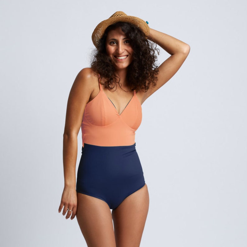 peach one piece swimsuit