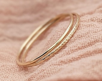 Solid Recycled 9ct or 18ct Gold Stacking Rings Set ~ skinny, stacking ring, gold, pure gold, yellow gold, gold band, stackable, wedding