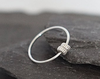 Fidget Ring Rondelle Beads Sterling Silver  ~  stackable, silver band, worry ring, spinner ring, anxiety, ADHD