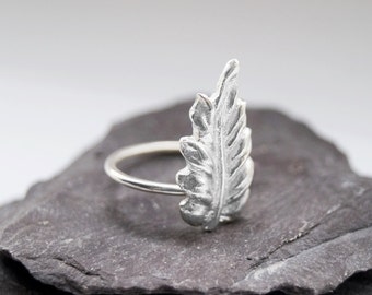 Recycled Sterling Silver Autumn Leaf Ring ~ statement ring, nature, minimal