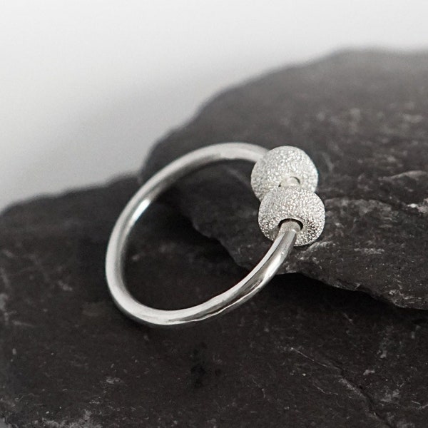 Chunky Frosted Doughnuts Fidget Ring Sterling Silver  ~  stackable, worry ring, spinner, anxiety, ADHD, meditation
