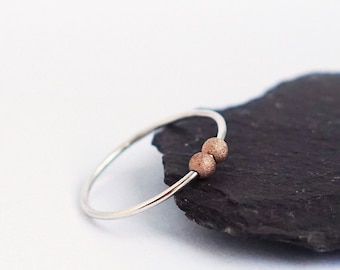 Fidget Ring Rose Gold Filled Frosted Beads Sterling Silver  ~ stacking, stackable, thin band, worry ring, fidget, spinner, anxiety, ADHD