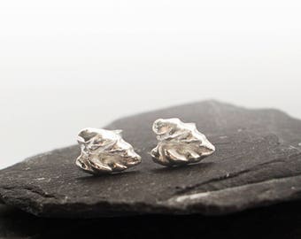 Little Leaf Silver Stud Earrings ~ leaves, minimal, recycled, nature