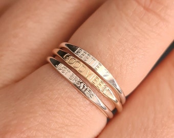 The Little Affirmation Ring ~ Sterling Silver or 9ct Gold ~ personalised band, engraved, quote, positive message, good vibes