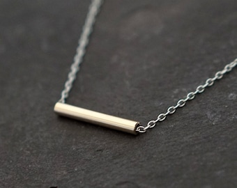 Solid Recycled 9ct Gold Bar Layering Necklace ~ modern, minimal, statement, stackable, layering, layer necklace, tube necklace