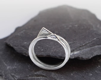 Recycled Sterling Silver Mountain Stacking Rings ~ modern, stackable, statement rings, adventure, minimal