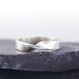 Recycled Sterling Silver Twisted Infinity Ring ~ statement ring, geometry, love, friendship