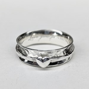 Fidget Ring Personalised Heart Sterling Silver Spinner ~  engraved, recycled silver, meditation ring, valentine's day, mother's day