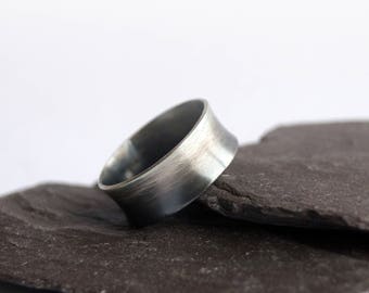 Recycled Sterling Silver Ombré Wide Band  Ring ~ unisex, men's ring, women's ring, oxidised, statement ring, ombre,