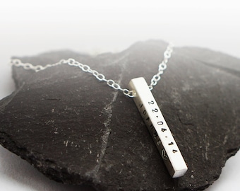 Sterling Silver Solid Bar Personalised Necklace ~ engraved, gift for her, initials, name necklace, keepsake