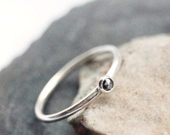 Black Diamond Recycled Sterling Silver Stacking Ring