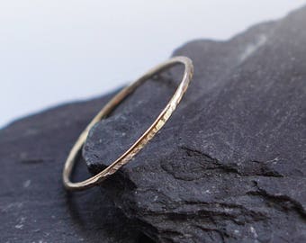 Recycled 9ct Gold Hammered Skinny Stacking Ring ~ stacking ring, gold, pure gold, yellow gold, gold band, stackable, wedding