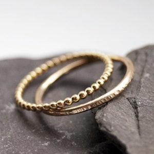 Hammered & Beaded Recycled 9ct Gold Stacking Rings ~ stacking ring, hammered, textured, stackable, beaded, modern