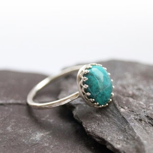 Chinese Turquoise Crown Recycled Sterling Silver Ring
