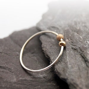 Fidget Ring Gold Filled Frosted & Smooth Beads Sterling Silver  ~  stackable, anxiety, worry, spinner, ADHD